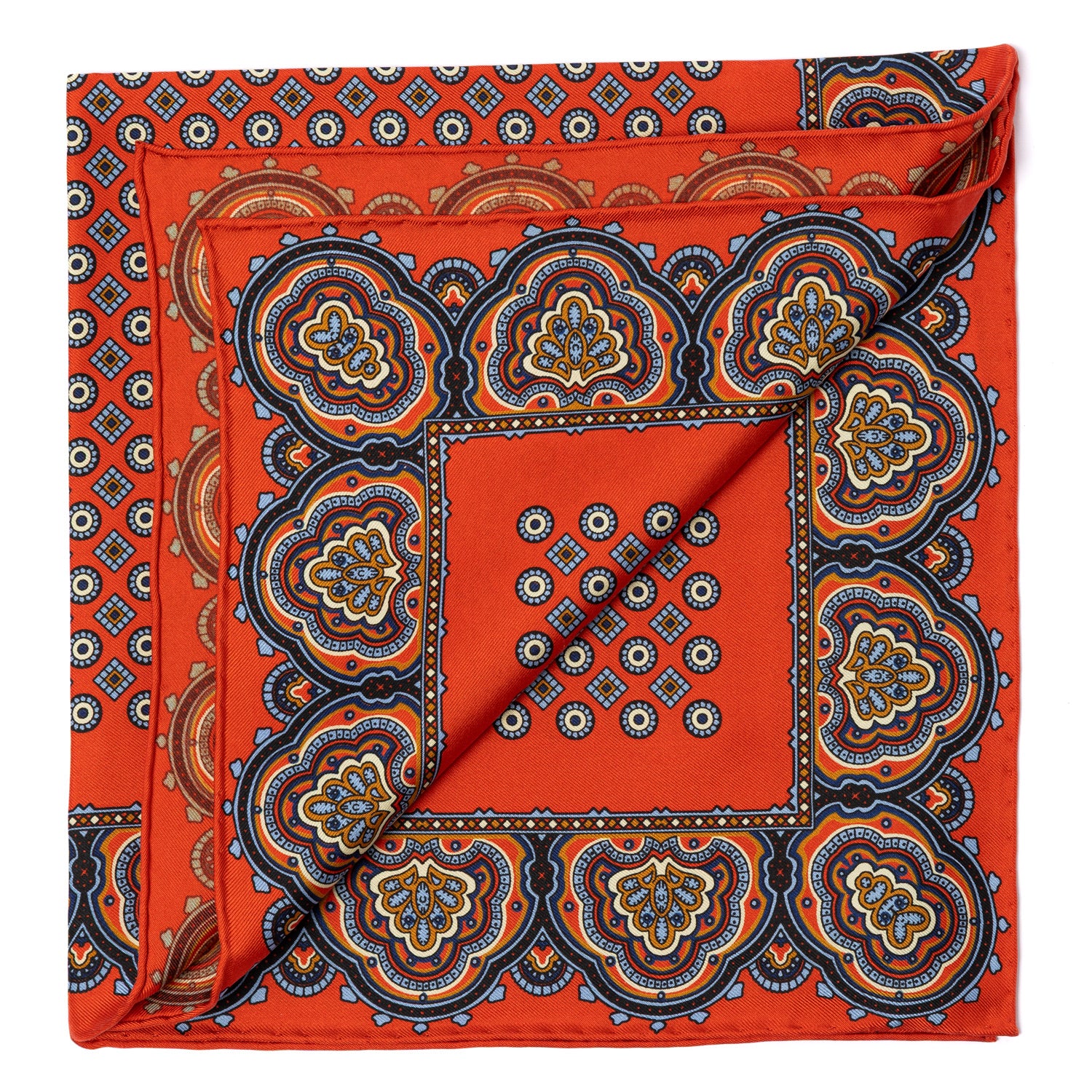 Gemustertes Pochette aus reiner englischer Seide - Handrolliert